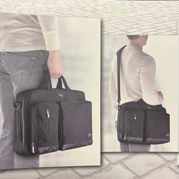 Solo black hybrid briefcase that converts to backpack new